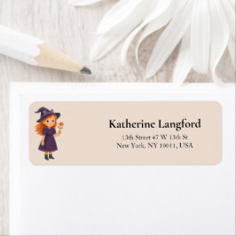 Little Witch with Flower Halloween Baby  Shower ラベル