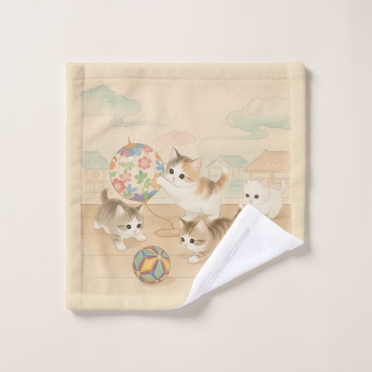 Little Wonders: Baby Cats Playing with Traditional ウォッシュタオル (ウォッシュタオル)