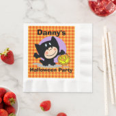 LittleBoyinCostume w/Pumpkin OrangeGingham Napkins 縁ありランチョンナプキン (インサイチュ)