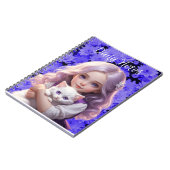 LittleGirlホワイトキッテンパープルフラワーノート ノートブック (左側)