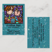 LittleGirlieに美容院のティール（緑がかった色）の名刺があります 名刺 (正面/裏面)