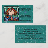 LittleGirlieは彼女のクリーニングビジネスを促進します! ティール(緑がかった色) 名刺 (正面/裏面)