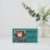 LittleGirlieは彼女のクリーニングビジネスを促進します! ティール(緑がかった色) 名刺 (スタンド正面)