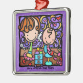 LittleGirlieは美容師のオーナメントを遊びます メタルオーナメント (左)