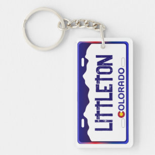 Littleton Colorado blueライセンスプレートkeychain キーホルダー