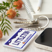 Littleton Colorado blueライセンスプレートkeychain キーホルダー (正面右)