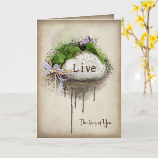 LIVE文字は石彫り カード (黄色い花)