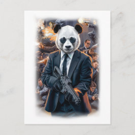 Live Action Panda Hero Movie on a White シーズンポストカード