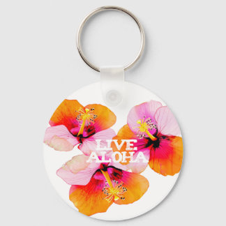 Live Aloha Hibiscus Floral Tropical Flowers Hawaii キーホルダー