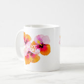 Live Aloha Hibiscus Floral Tropical Flowers Hawaii コーヒーマグカップ (正面左)