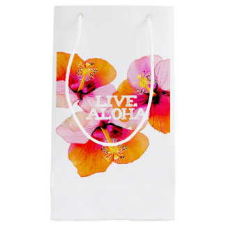 Live Aloha Tropical Hibiscus Wedding Welcome Swag スモールペーパーバッグ
