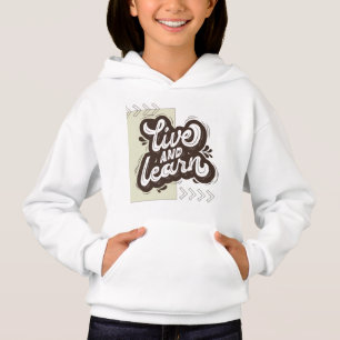 Live and Learn かわいいタイポグラフィベビーガールパーカー