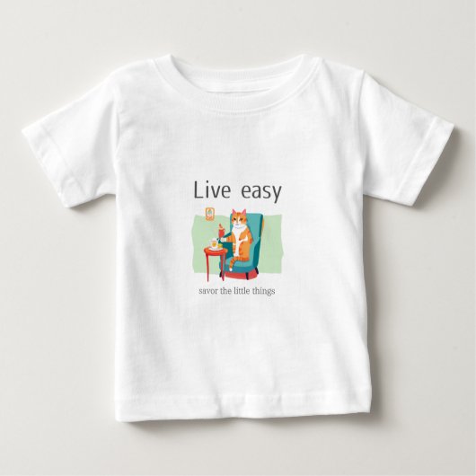 Live easy cat ベビーTシャツ (正面)