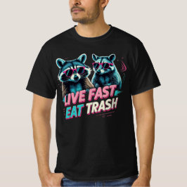 Live Fast Eat Trash アライグマ ミーム Tシャツ