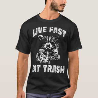 Live Fast Eat Trash Funny Raccoon Vintage Camping Tシャツ