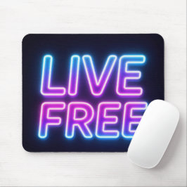 Live Free Neon Typography Mouse Pad マウスパッド