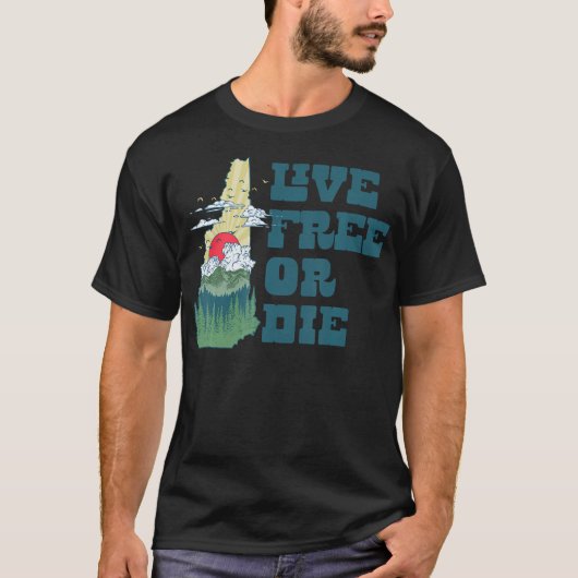Live Free Or Die New Hampshire Outdoor Hiking Stat Tシャツ (正面)