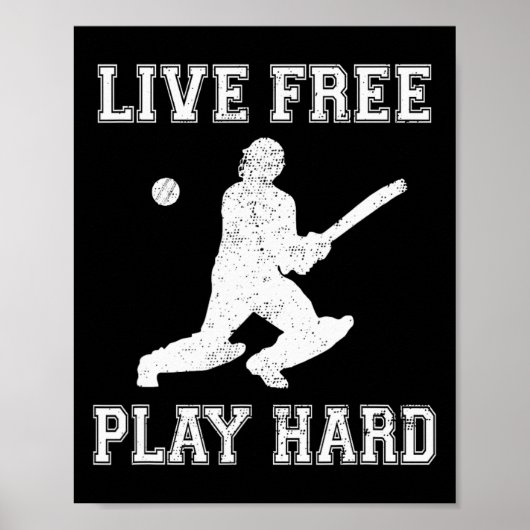 Live Free Play Hard Funny Cricket Lover Player Gra ポスター (正面)