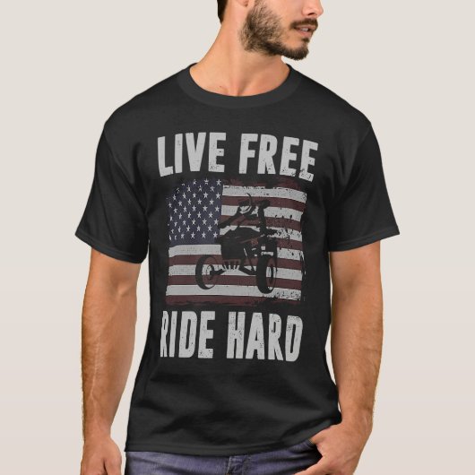 Live Free Ride Hard 4 Wheeler ATV Quad Racing Amer Tシャツ (正面)