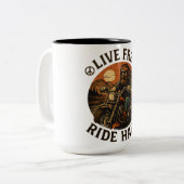 Live free ride hard motorcycle biker coffee mug ツートーンマグカップ (正面左)