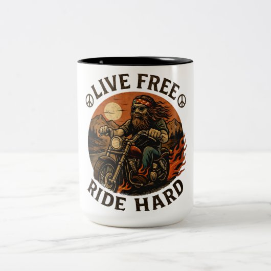 Live free ride hard motorcycle biker coffee mug ツートーンマグカップ (中央)