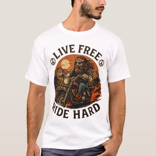 Live free ride hard motorcycle biker t-shirt tシャツ (正面)