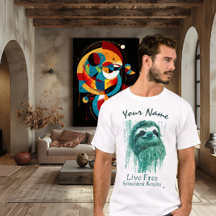 Live Free - Simulated Reality Cyberpunk Sloth Art Tシャツ