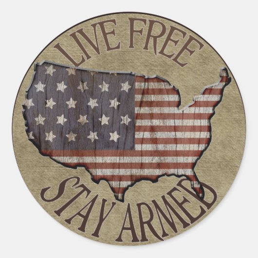 Live Free Stay Patrioticステッカー ラウンドシール (正面)