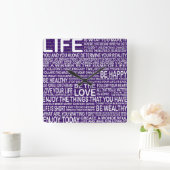 Live fully, Live love laugh learn, motivational po スクエア壁時計 (ホーム)