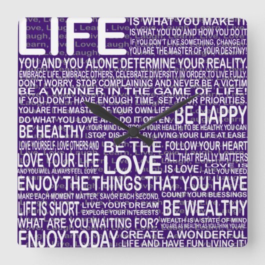 Live fully, Live love laugh learn, motivational po スクエア壁時計 (正面)