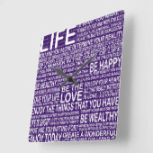 Live fully, Live love laugh learn, motivational po スクエア壁時計 (傾斜)