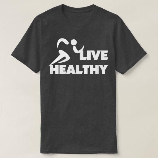 LIVE HEALTHY C216ジムTシャツトレーニングフィットネスモティ Tシャツ (デザイン正面)
