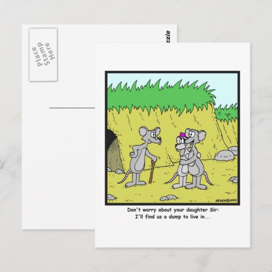 Live in a Dump: Rat cartoon ポストカード (正面/裏面)