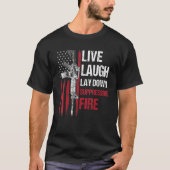 Live Laugh Lay Down Suppressive Fire Gun Right Ame Tシャツ (正面)