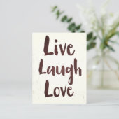 Live Laugh Love ビンテージ 励ましの名言 ポストカード (スタンド正面)