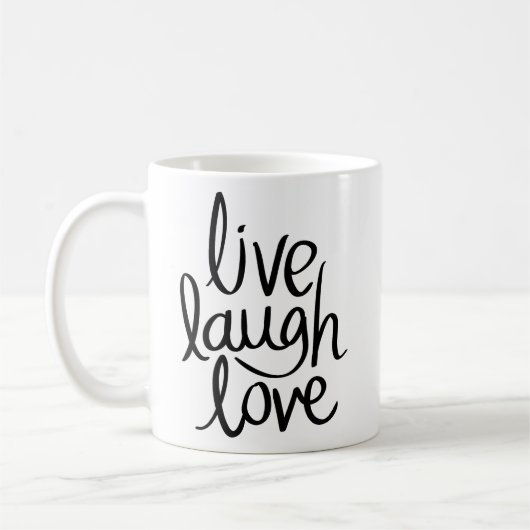 Live Laugh Love – Classic Inspirational Typography コーヒーマグカップ (左)