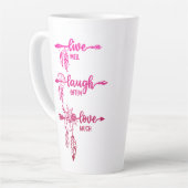 Live, Laugh, Love, Pink Ombre Boho Latte Mug カフェラテマグ (左アングル)