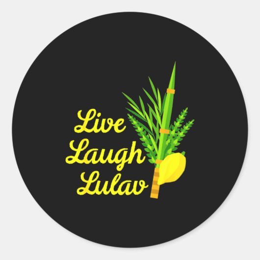 Live Laugh Lulav Etrog Happy Sukkot Jewish Sukkah  ラウンドシール (正面)