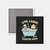 Live Laugh Toaster Th 楽しいスケルトンメメ ダークユーモア マグネット (正面/裏面)