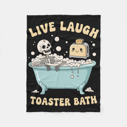 Live Laugh Toaster Th Funny Skeleton Meme Dark Hum フリースブランケット (正面)