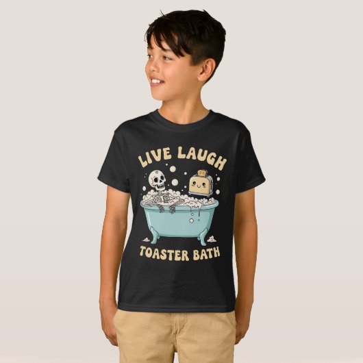 Live Laugh Toaster Th Funny Skeleton Meme Dark Hum Tシャツ (正面フル)