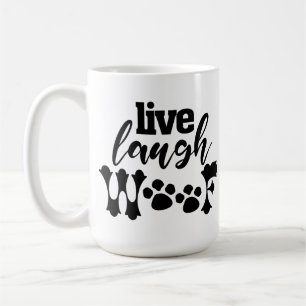 LIVE LAUGH WOOF 面白い犬の父 ペット 子犬の母 キッズ コーヒーマグカップ