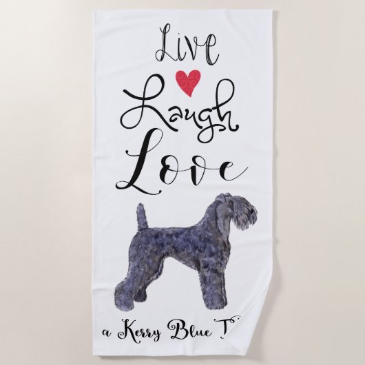 Live Laughes Love a Kerry Blue Terrier ビーチタオル (正面)