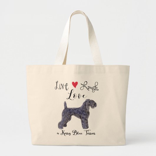 Live Laughes Love a Kerry Blue Terrier ラージトートバッグ (正面)