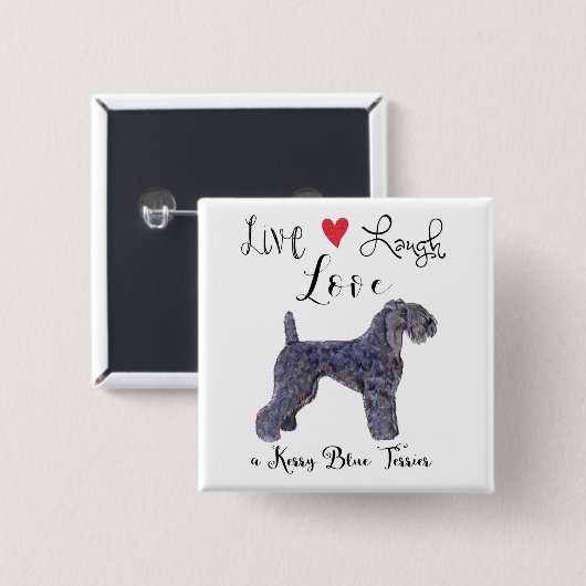 Live Laughes Love a Kerry Blue Terrier 缶バッジ (正面&裏面)