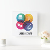 Live.Learn.Create  スクエア壁時計 (ホーム)