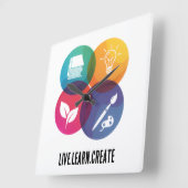 Live.Learn.Create  スクエア壁時計 (傾斜)