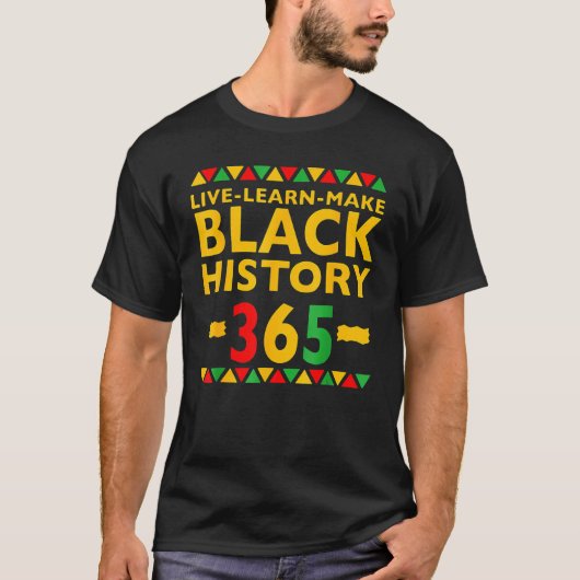 Live Learn Make Black History Month Curly Natural  Tシャツ (正面)