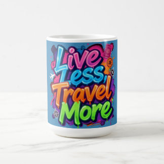 Live Less Travel More ネオン・グラフィティ 旅行の名言 コーヒーマグカップ