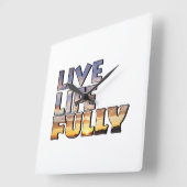 Live Life Fully Quote スクエア壁時計 (傾斜)